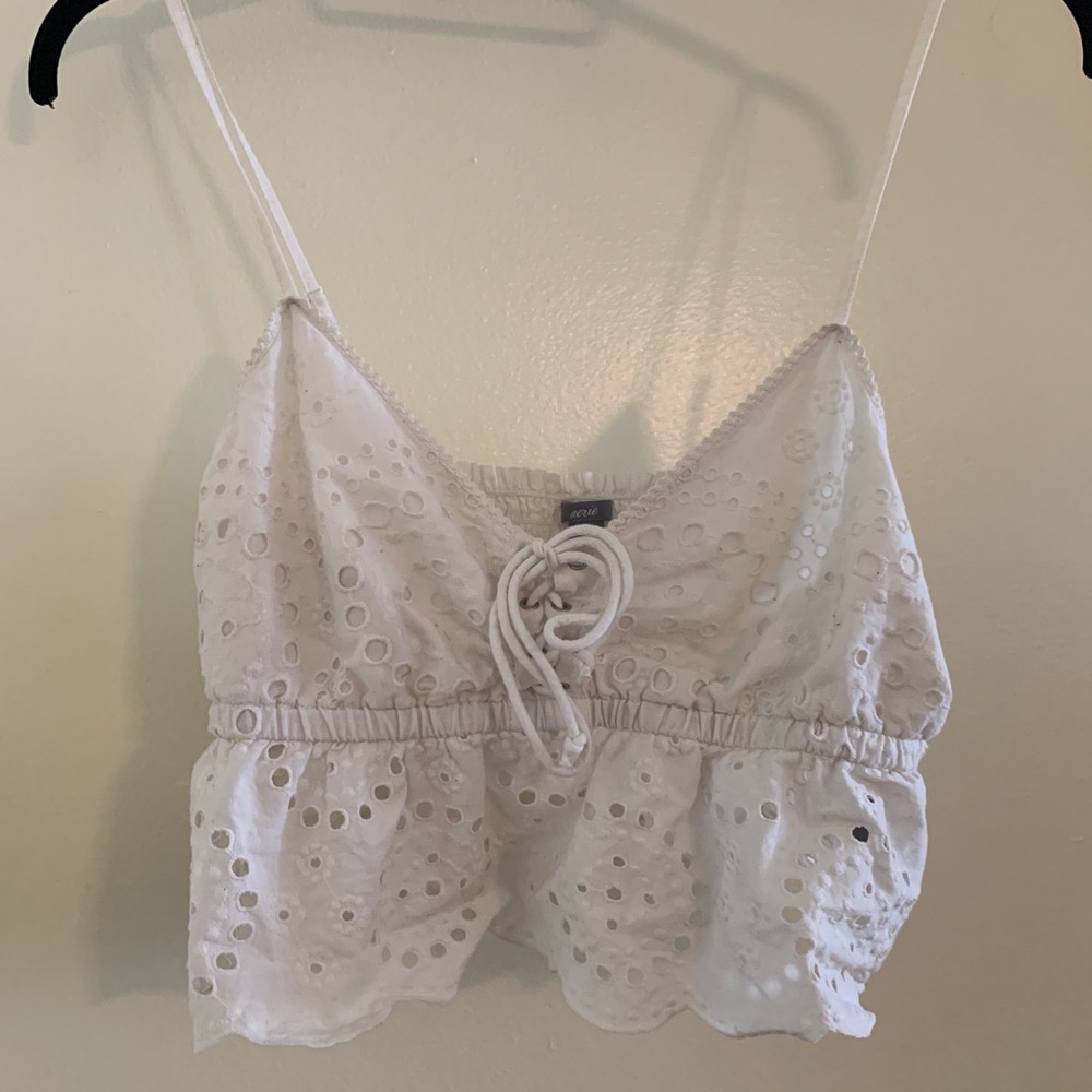 White Eyelet Crop Tank